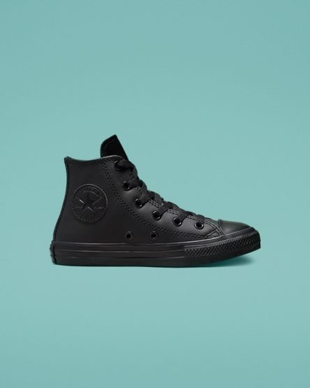 Girls' Converse Chuck Taylor All Star Leather High Top Shoes Black | AU 5381EF